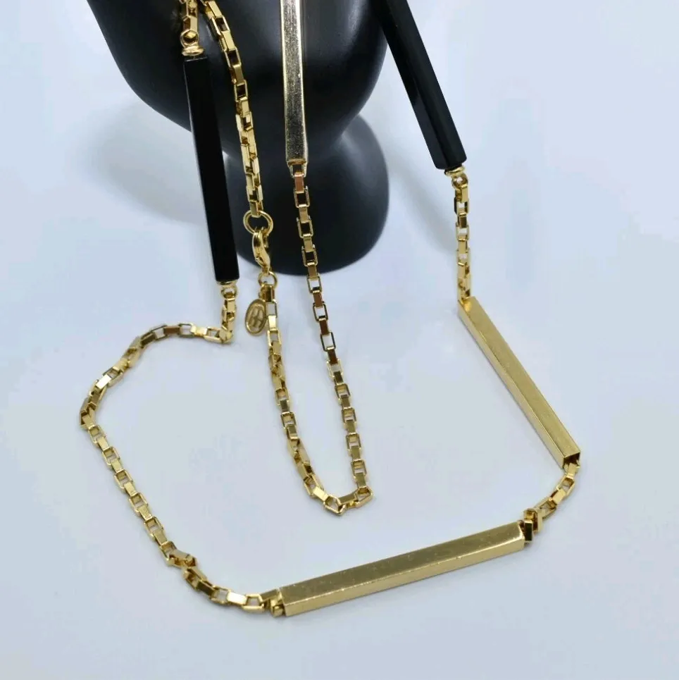 Authentic The Alchemist's Bar Necklace- A Sacred Sigil In Black And Gold