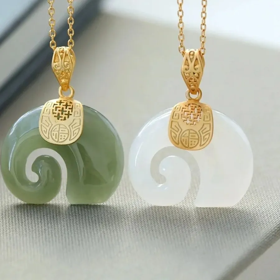 Authentic Sacred Ivory-Touch: The Golden-Gleam Jade Elephant Amulet