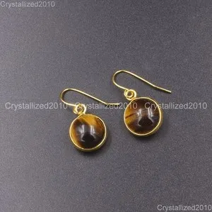 Authentic Natural Gemstone Round Candy Healing Chakra Pendant 18k Gold Plated Earrings