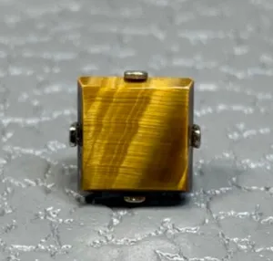Authentic Tiger's Eye Yellow Gold Plated Tie Tack Lapel Pin
