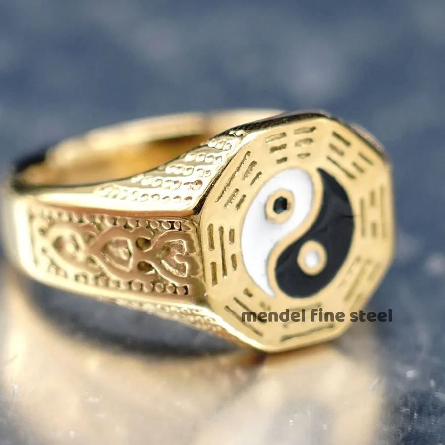 Authentic The Celestial Equilibrium: Gold-Plated Yin Yang Talisman Ring