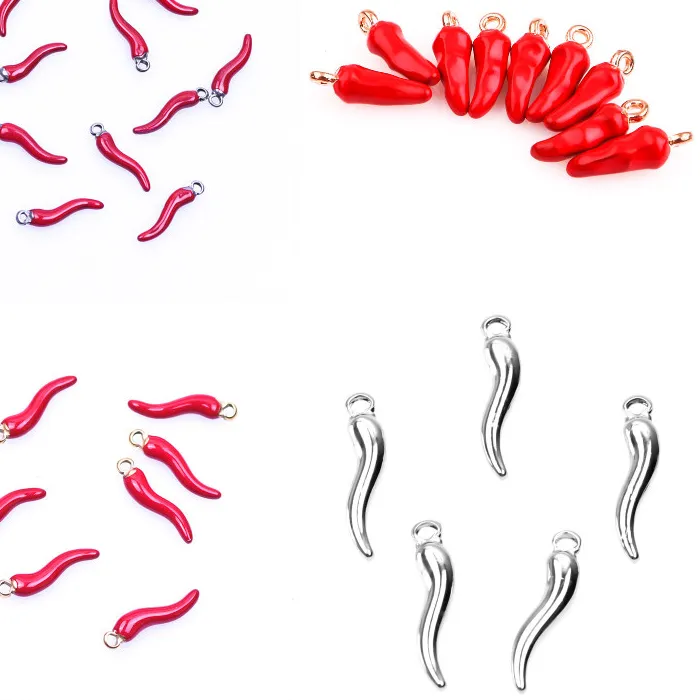 Authentic 5 10Pcs Italian Chili Cornicello Lucky Horn Charms Creative Vegetables Pepper Talisman Pendant Jewelry