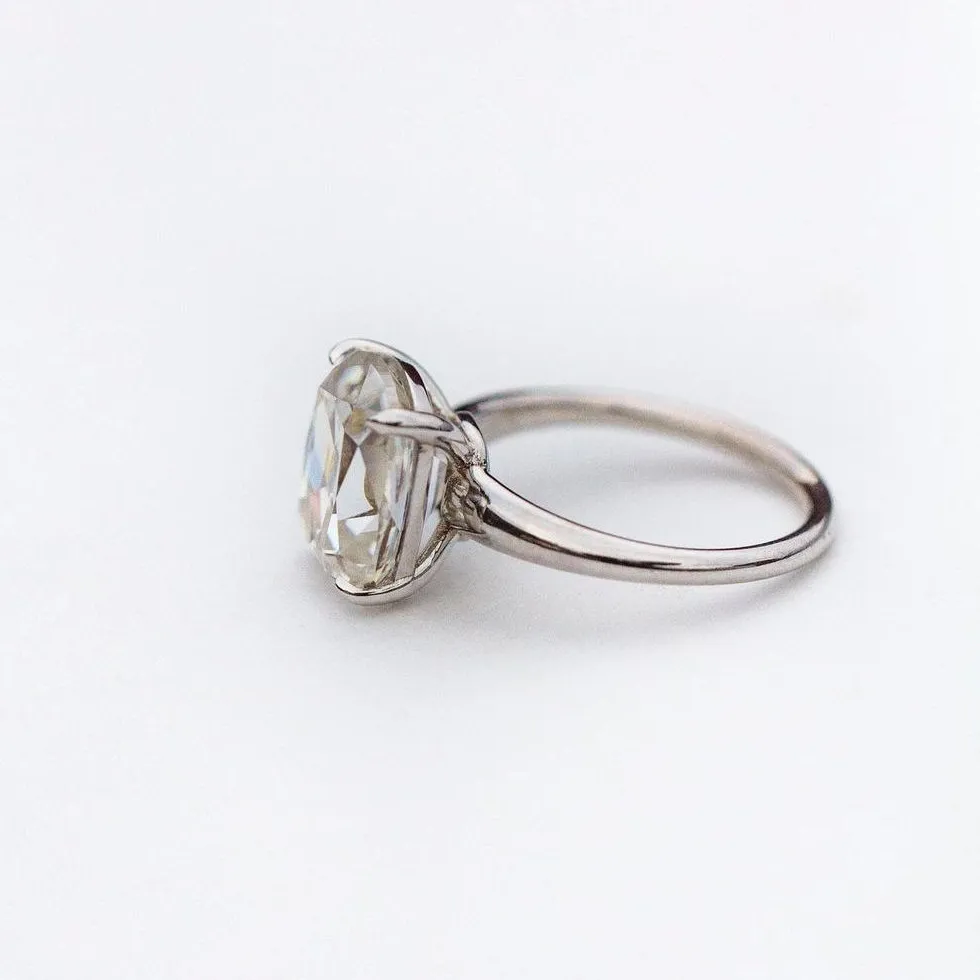 Authentic Old Mine Moissanite Solitaire Ring In 14K Yellow Gold 6Ct Cushion Cut Talisman Of Eternal Devotion