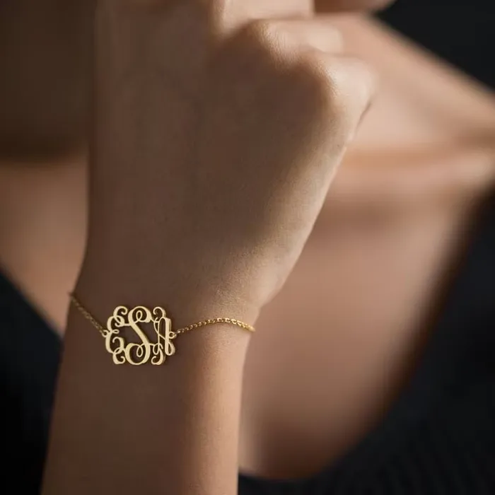 Authentic Custom Monogram Bracelet Gold Color Initial Letter Bracelet Bohemian Jewelry