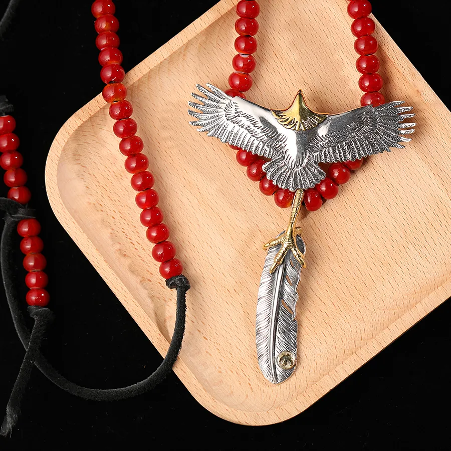 Authentic Mystic's Embrace The Enchanted Deerskin Rope Necklace With Flying Eagle Claw Pendant