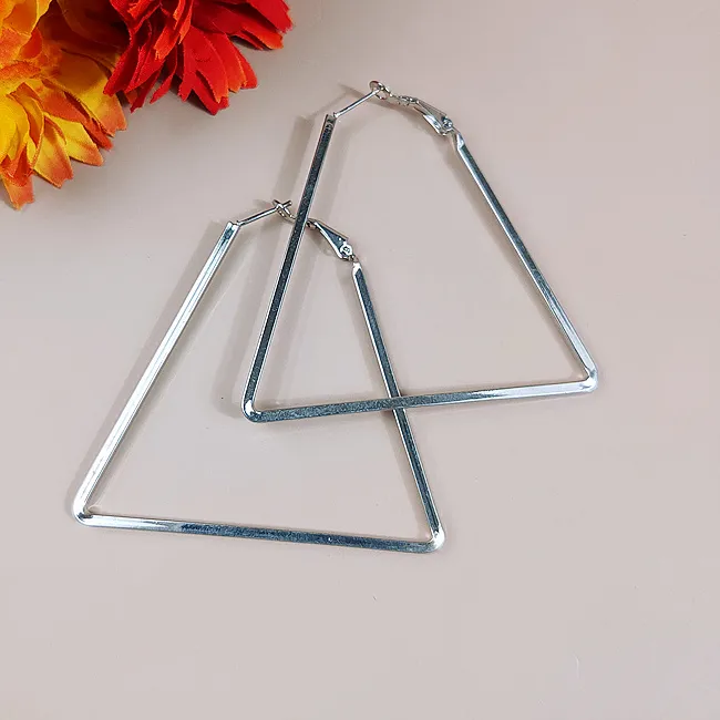 Authentic Lunar Trapezoid Hoop Talisman – Radiant Silver Spiral for Abundance & Rhythm