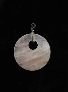 Authentic Rose Quartz 2 Inch Circular 18k Gold Plated