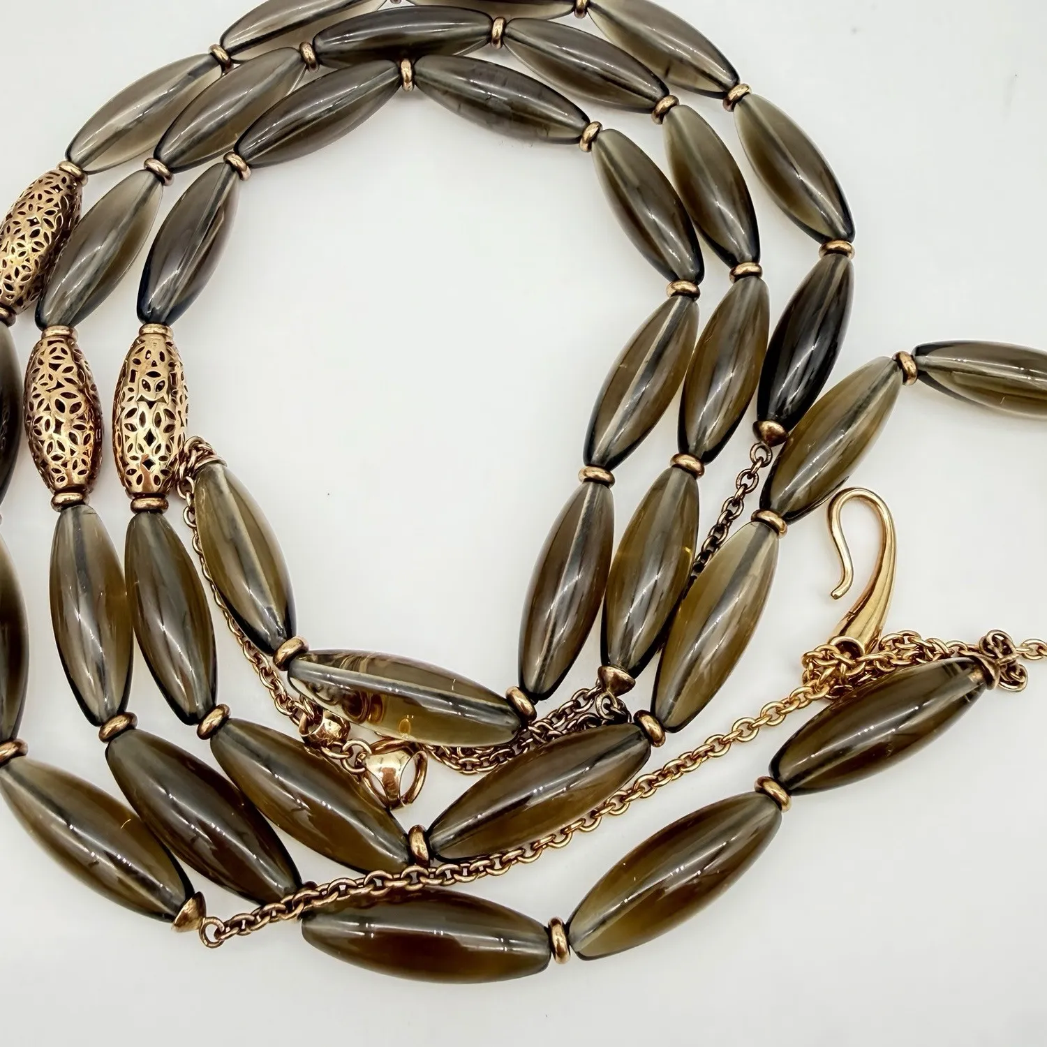 Authentic Unlock the Mystical Power of Sahara Smoky Quartz with this 18k Rose Gold Plated Necklace