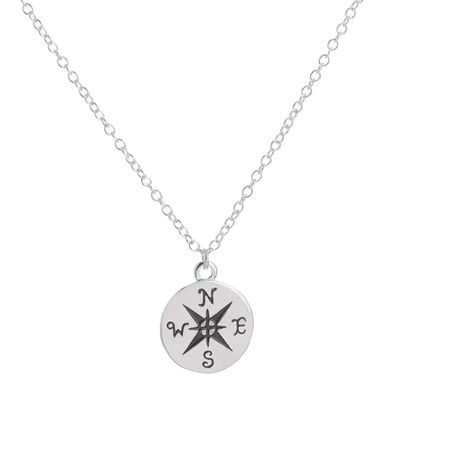 Authentic 1Pcs Compass Pendant Necklace Temperament Chic Clavicle Chain Elegant Neck Jewelry For Birthday