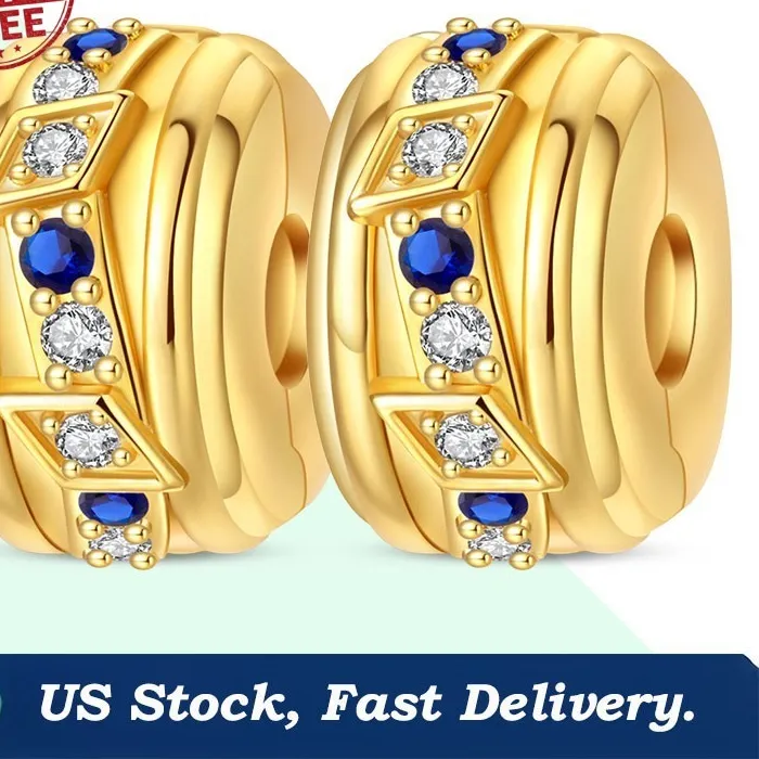 Authentic KUNSIR 14K Gold Plated Clip Spacer Charm for Bracelets  Lock Bead Jewelry Charms