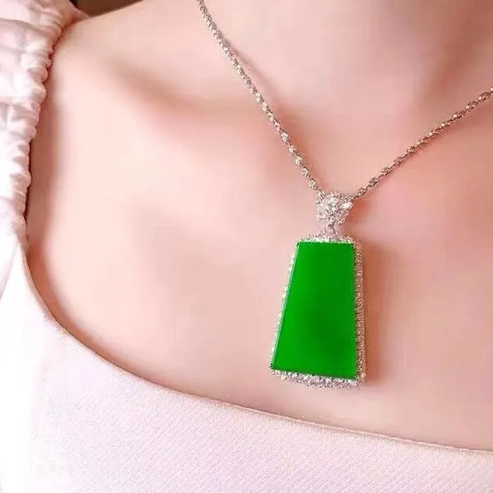 Authentic Sanctuary Of The Sun Natural Old Mine Ice- Quality Green Jadeite Peace Tag With Gold Inlay