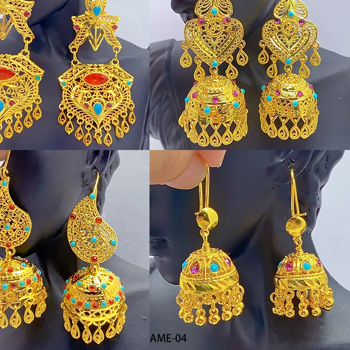 Authentic Cascading Radiance Gold Ethiopian Tassel Drop Earrings With Crystal Pendant