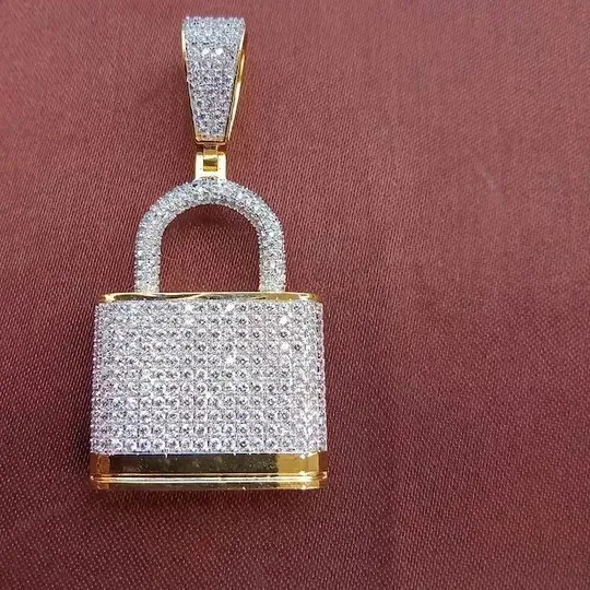 Authentic Whispers of Eternity: 2.30Ct Moissanite Lock Charm Pendant