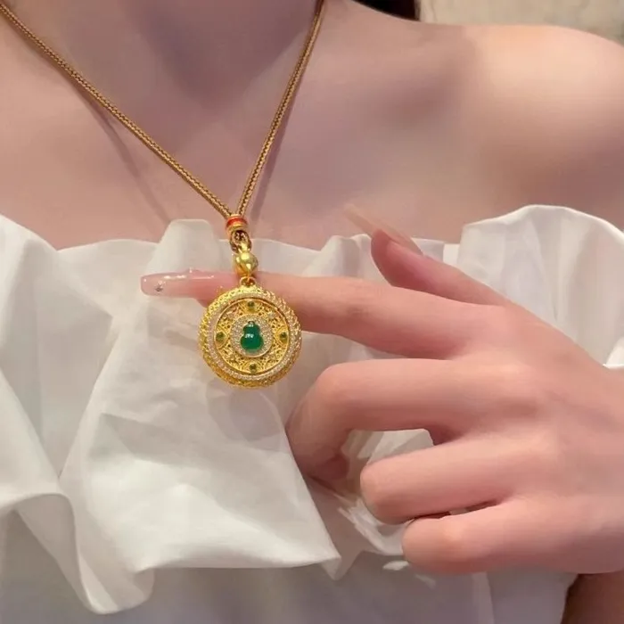 Authentic Vessel Of Abundance The Ancient- Style Gold Gourd Talisman With Diamond Accents