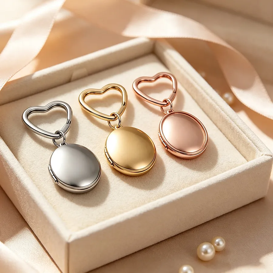 Authentic Fnixtar 10Pcs Round Oval Photo Frame Key Chain Girls Locket Keychain Love Pendant