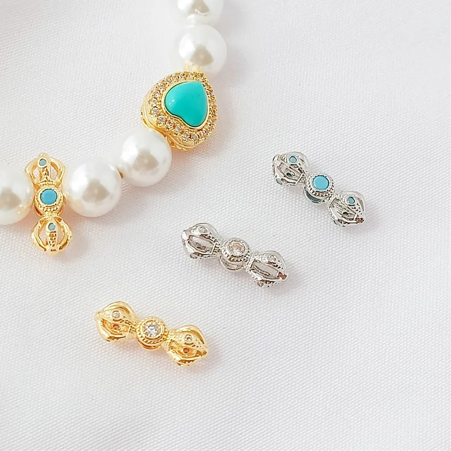 Authentic 14K Gold- Plated And Zirconium- Inlaid Diamond Bead Handcrafted Diy Bracelet, Necklace, Beaded Jewelry Accessories