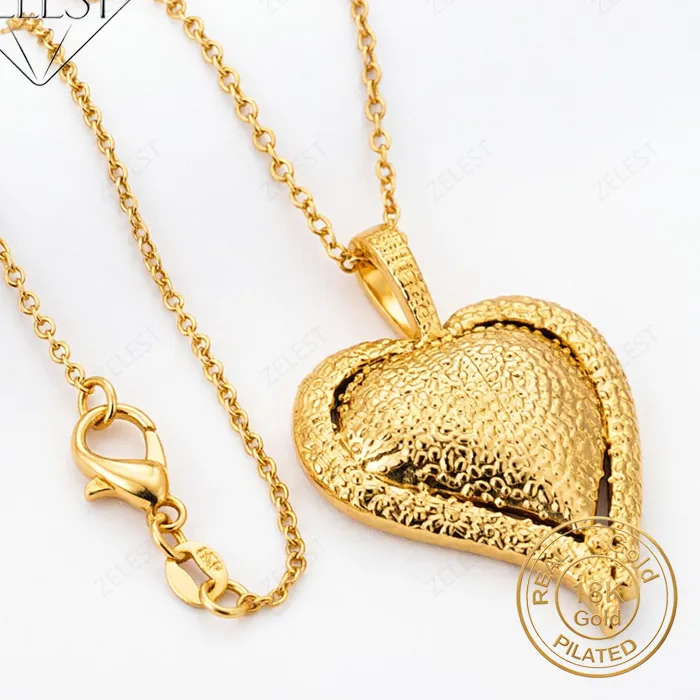 Authentic 18K Gold Plated 16- 30 Inch Exquisite Frosted Pointed Heart Pendant Necklace Accessory