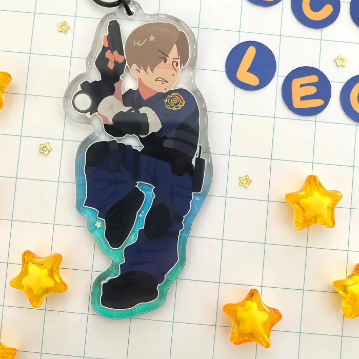 Authentic Tactical Guardian Pendant Leon S. Kennedy Acrylic Keychain Talisman For Survival Instinct