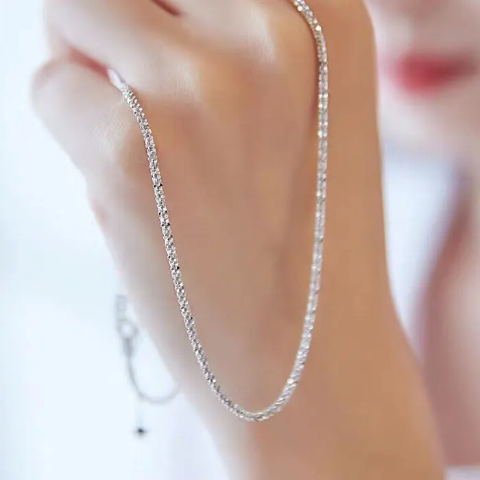 Authentic Somilia Yellow Gold Necklace Authentic S925 Sterling Silver Sparkling Clavicle Sweater Chain High Jewelry For Woman