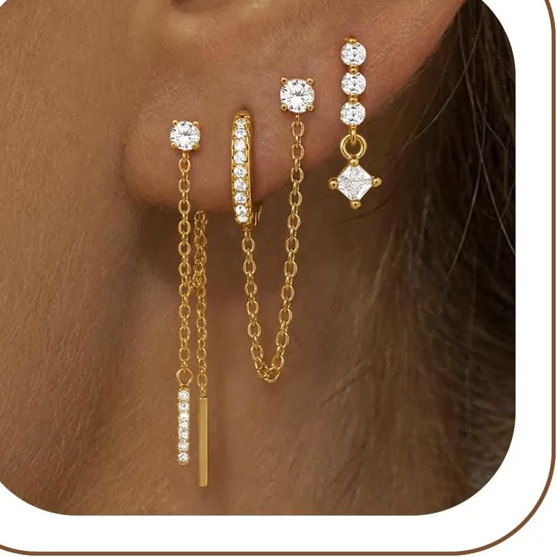 Authentic Gold Silver Earrings for Women Trendy 14K Gold Plated Dangle Hypoallergenic Cart