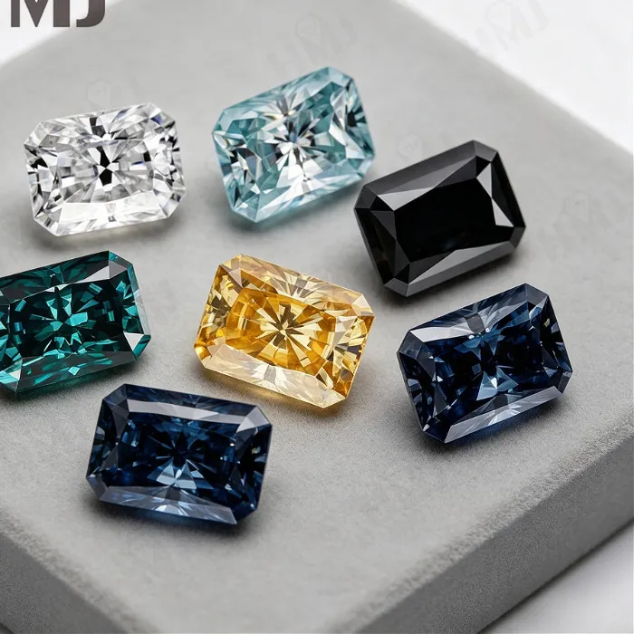 Authentic Moissanite Loose Stone Radiant Cut Green Champagne Color With Certificate Diy Ring Necklace Earrings Main Materials