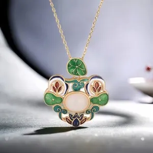 Authentic The Lotus of Enlightenment: White Jade Amulet of Sacred Awakening