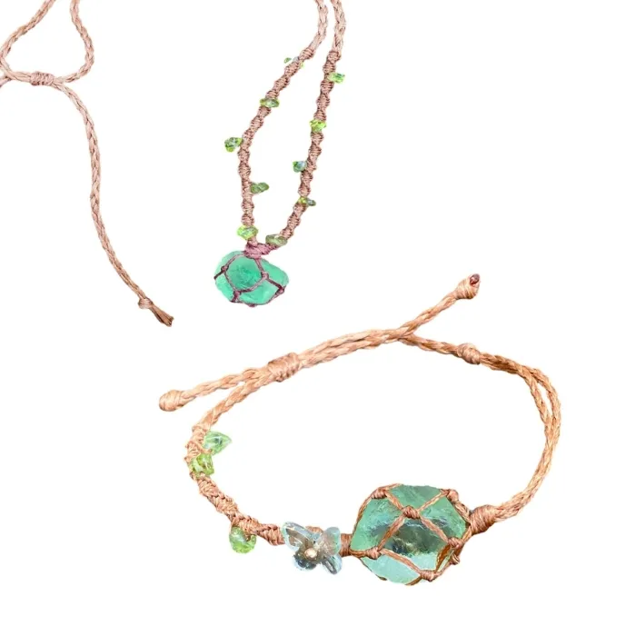 Authentic Woven Stone Mesh Talisman Bracelet And Necklace Of Earthly Grace