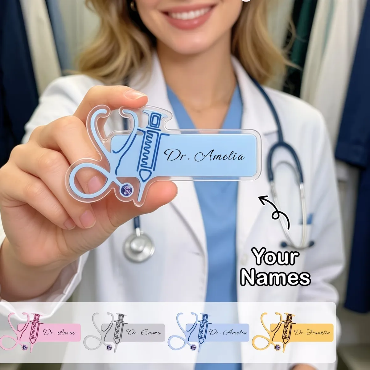Authentic Customized Name Keychain Personalized Acrylic Key Chain Backpack Diaper Bag Lunch Box Name Label Accessories Jewelry