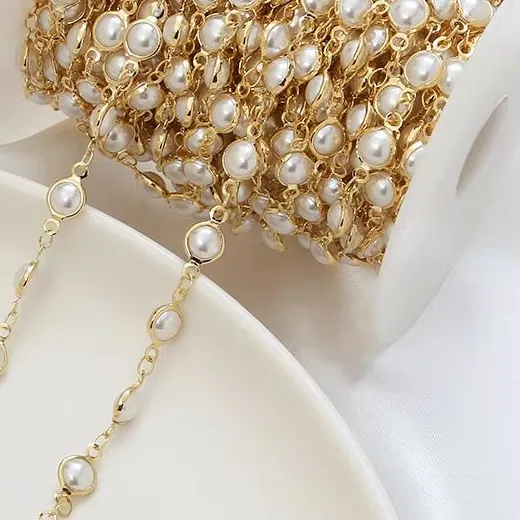 Authentic Wt- Rbc235 Wkt Wonderful Artifical Pearl & 18K Gold Jewelry Chain Accessories Diy Crafts Making