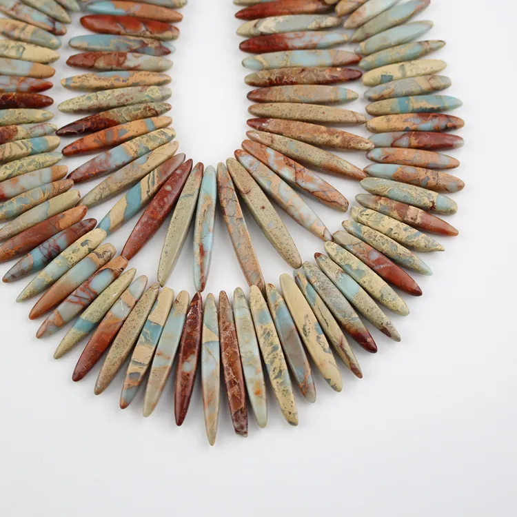 Authentic Full Strand Snakeskin Jaspers Slice Beads Jewelry, Top Drilled Smooth Jaspers Stone Beads Necklace Making