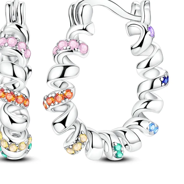 Authentic Radiant Helix Talismanic Hoops In 925 Sterling Silver