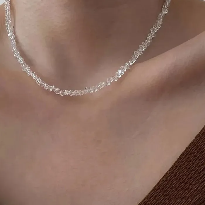 Authentic Luminous Faceted Glass Choker Of Irregular Crystals A Talisman Of Clarity