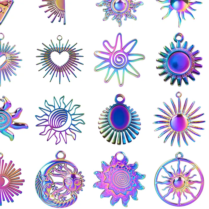 Authentic Design Rainbow Sun Heart Charms For Jewelry Making Earrings Keychain Diy Breloques Acier Inoxydable