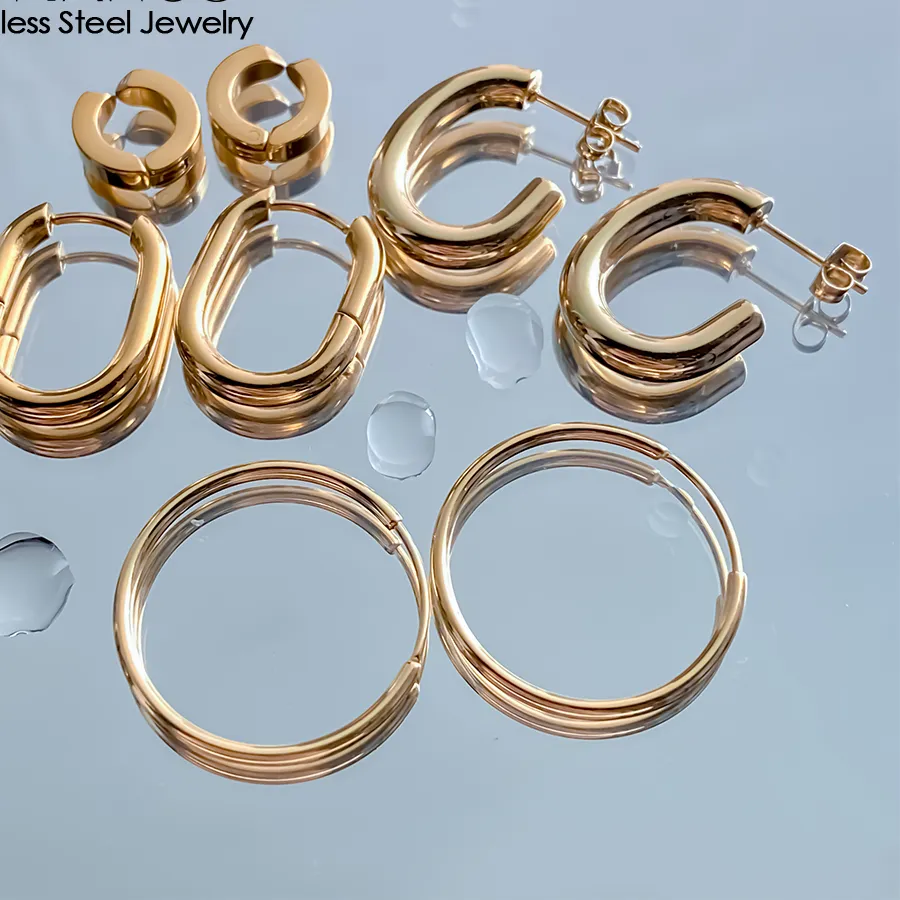 Authentic Emanco Gold Color Small Large Circle Hoop Earrings Jewelry Accessories Classic Ear Buckle For