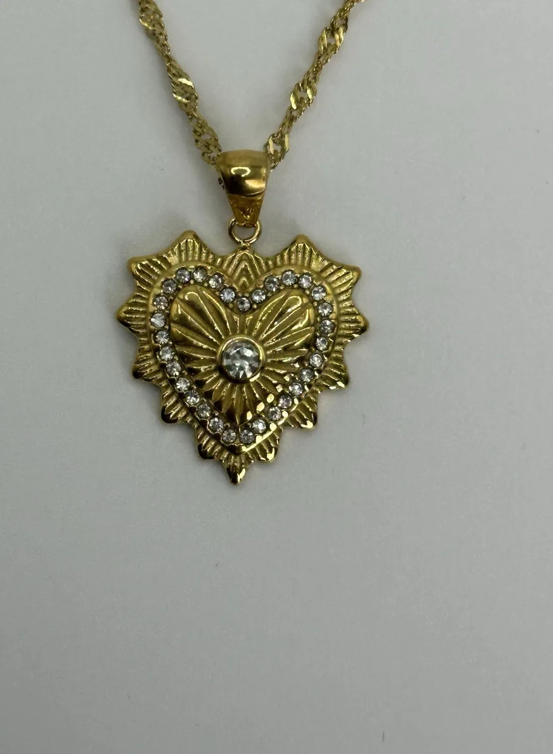 Authentic Celestial Heart of Light – 18K Gold‑Plated Sacred Heart Necklace