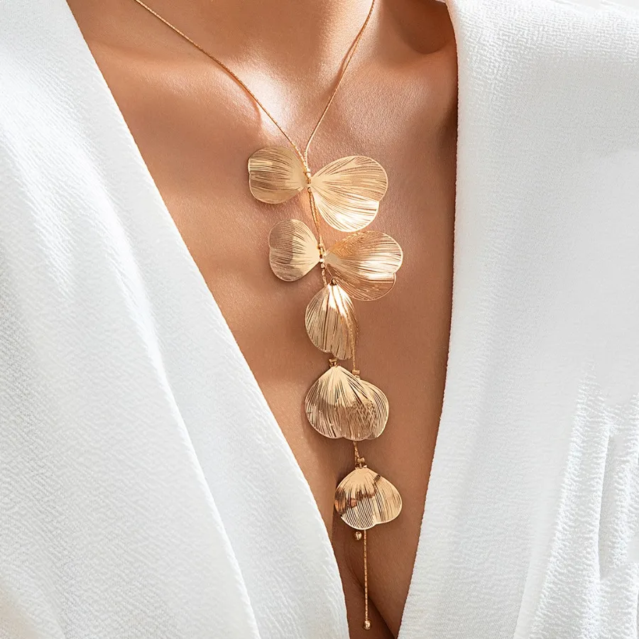 Authentic Choker Trend Tassel Necklace Temperament Ginkgo Biloba Leaves Pulling Collar