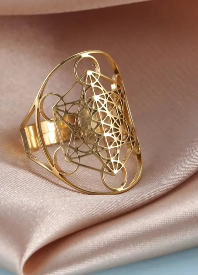 Authentic Ring Of The Archangels Sacred Geometry Metatron Cube Amulet