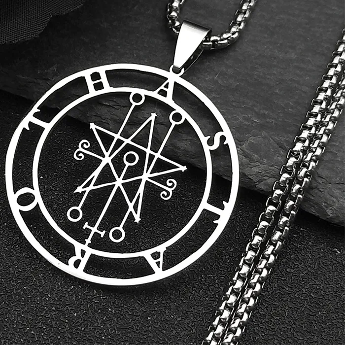 Authentic Astaroth Sigil Goetia Necklace Solomon Demon Seal Satan Sigil Satanic Patch Pin Jewelry Collier Femme N7156S03