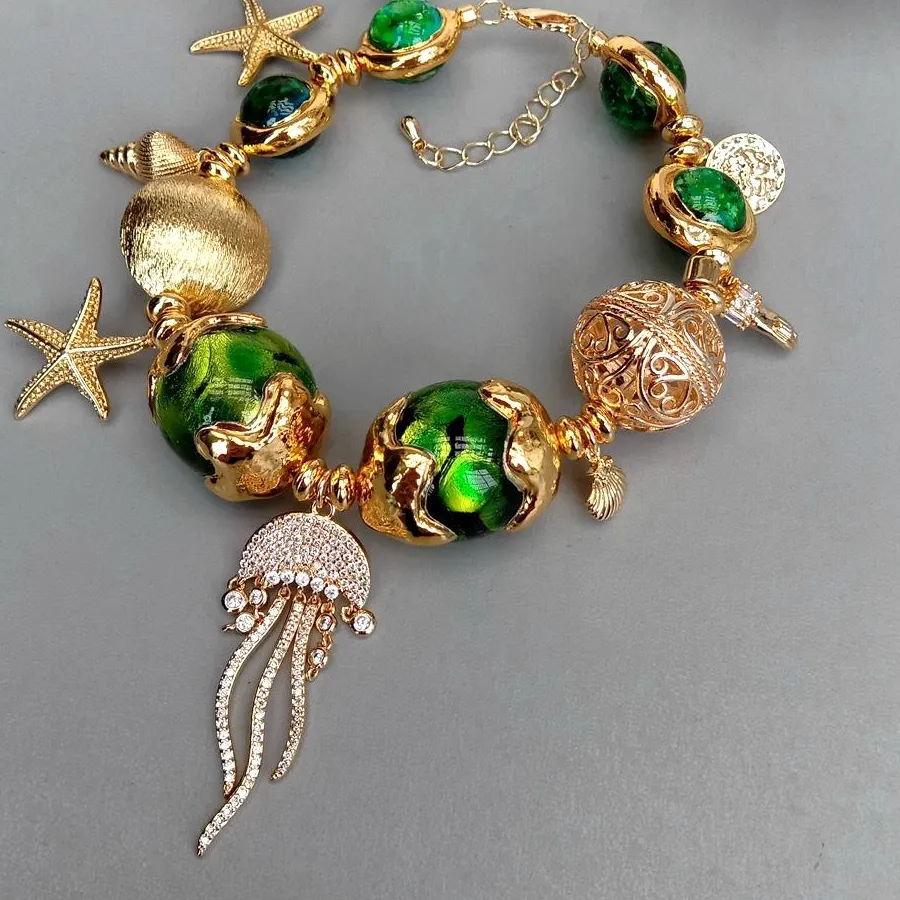 Authentic Verdant Murano Spirit A Gold- Plated Talisman Of Balance And Renewal