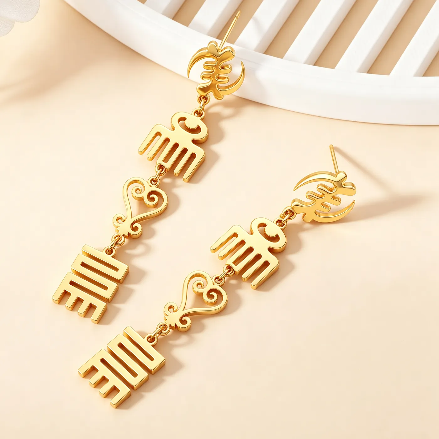 Authentic Custom African Symbols Big Earrings Adinkra Gye Nyame Hyperbole Stud Earring Ethnic Jewelry Ghana