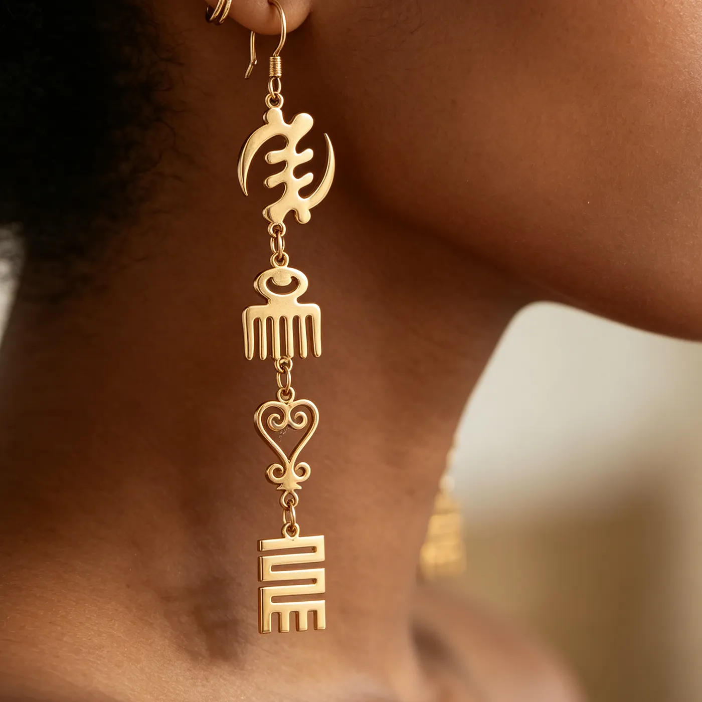 Authentic The Gye Nyame Golden Adinkra Drop Talisman