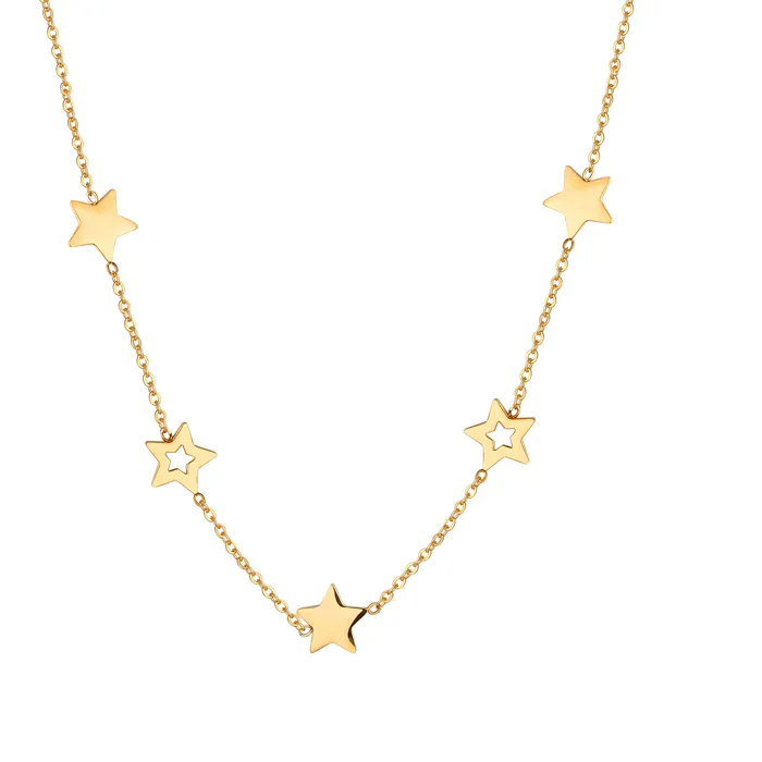 Authentic Fivefold Stellar Talisman A Constellation Of Cutout And Solid Star Pendants In Gilded