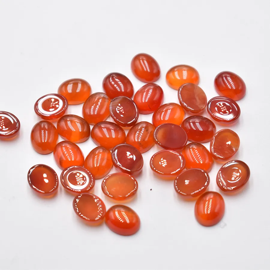 Authentic Natural Stone Red Agate Oval Cab Cabochon 8X10Mm Stone Beads For Jewelry Making 50Pcs