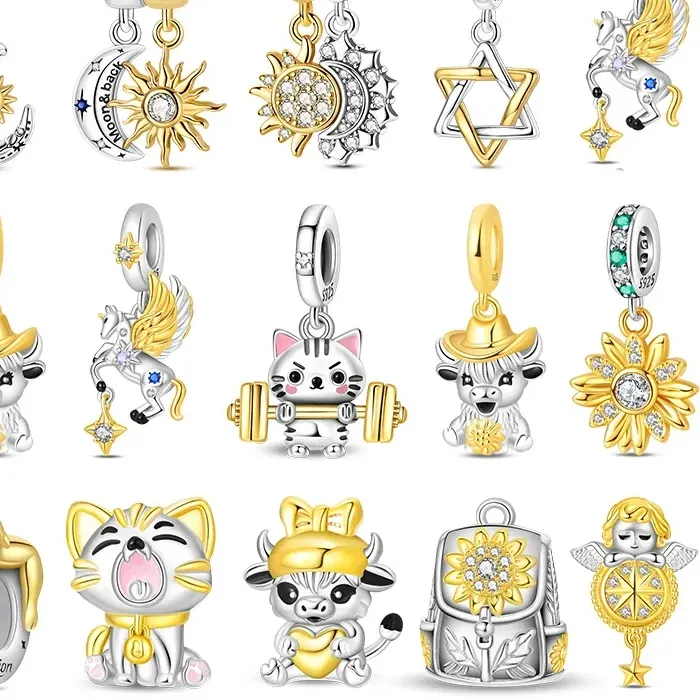 Authentic 925 Sterling Silver Moon Face Sun Star Charms Beads Fit Original Bracelets Bag Keychain Earring Pendant Diy Jewelry