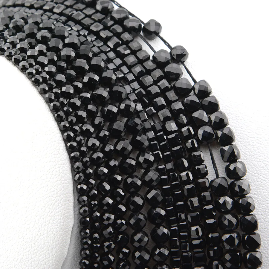 Authentic Natural Black Spinel Faceted Round Cube Rondelle Beads 2Mm, 3Mm, 4Mm, 1X2Mm, 2X3Mm, Fine Jewelry Making