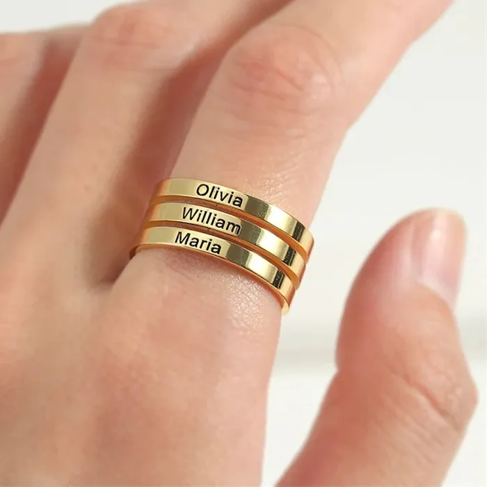 Authentic Personalized Engrave Name Double Layers Ring Jewelry Couples Name Keepsake For Girlfriend Wife