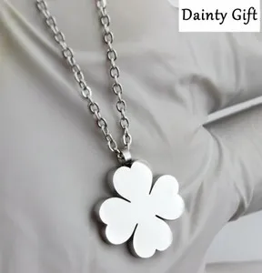 Authentic Women Gold Plated Titanium Stainless Steel Luck Four Leaf Clover necklace 16-18"