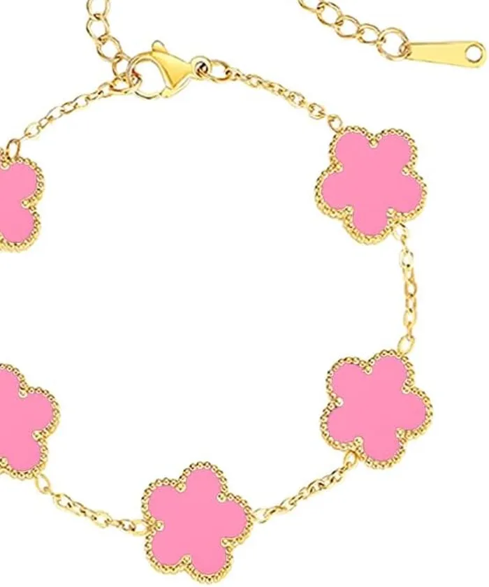 Authentic Fortune's Radiant Clover: 18K Gold-Plated Four-Leaf Amulet Bracelet