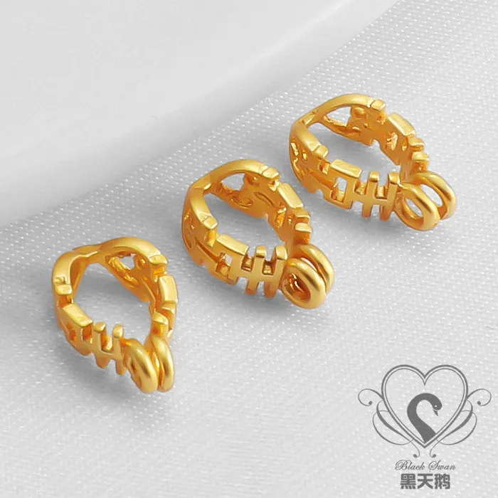 Authentic Matte Gold Silver Xi Character Safety Claw Bail Diy Necklace Connector Clasp