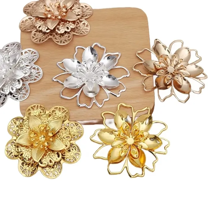 Authentic Sacred Lotus Mandala Bases- 20 Artisan Gold- Plated Multi- Layer Flower Findings For Spiritual Talisman Crafting